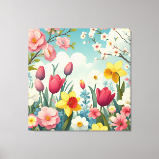 Blooming Spring Flowers Canvas Print