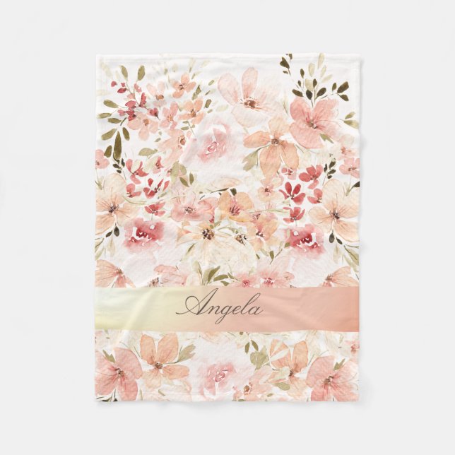 Blooming Spring Flowers Fleece Blanket (Front)