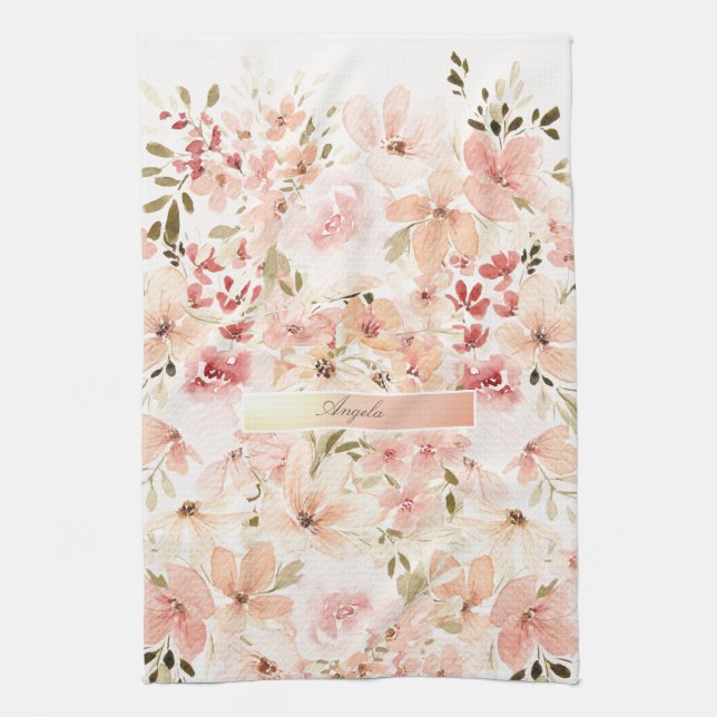 Blooming Spring Flowers Tea Towel (Vertical)