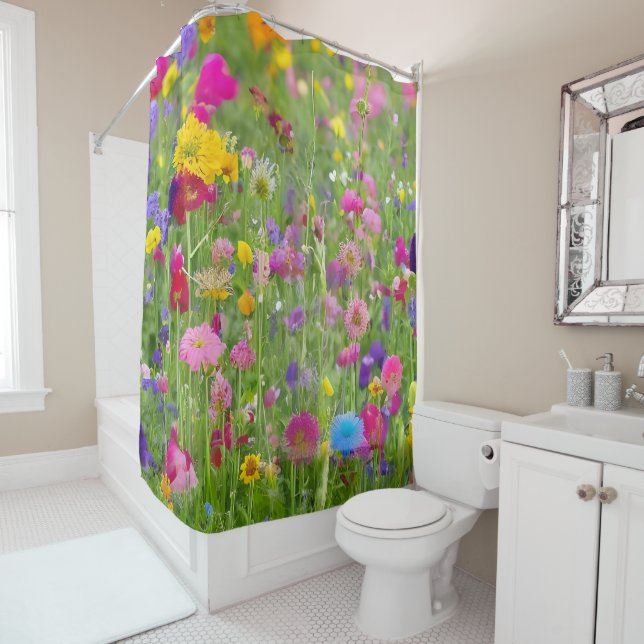 Blooming spring meadow beautiful view shower curtain (In Situ)