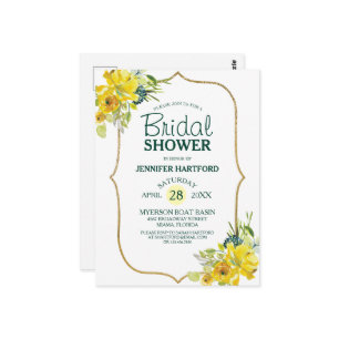 Blooming Spring Yellow Floral Bridal Shower Postcard