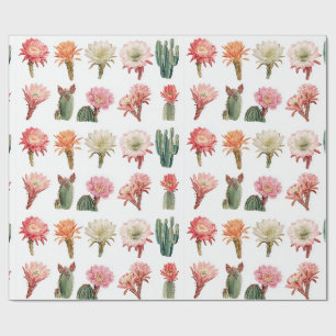 Blooming succulent plants wrapping paper
