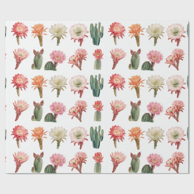 Blooming succulent plants wrapping paper (Flat)