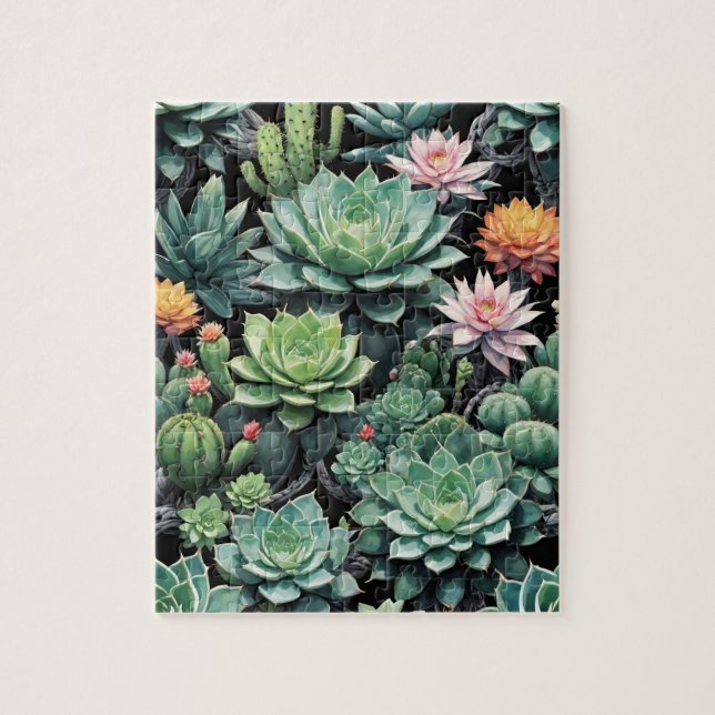 Blooming Succulents and Cactus Jigsaw Puzzle (Vertical)