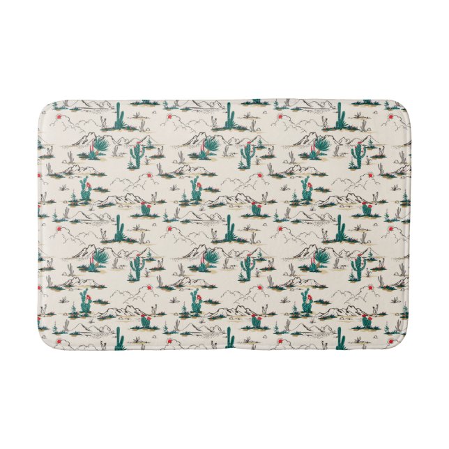 Blooming Succulents Pattern Bath Mat (Front)