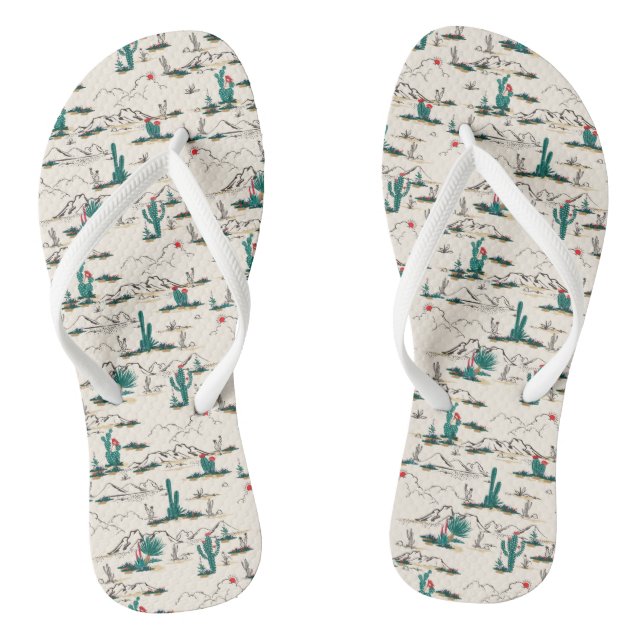Blooming Succulents Pattern Flip Flops (Footbed)