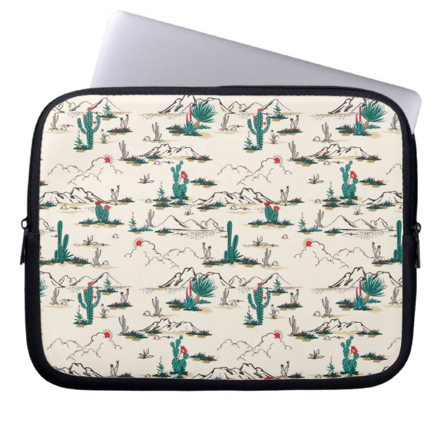 Blooming Succulents Pattern Laptop Sleeve (Front)