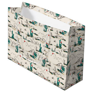 Blooming Succulents Pattern Large Gift Bag