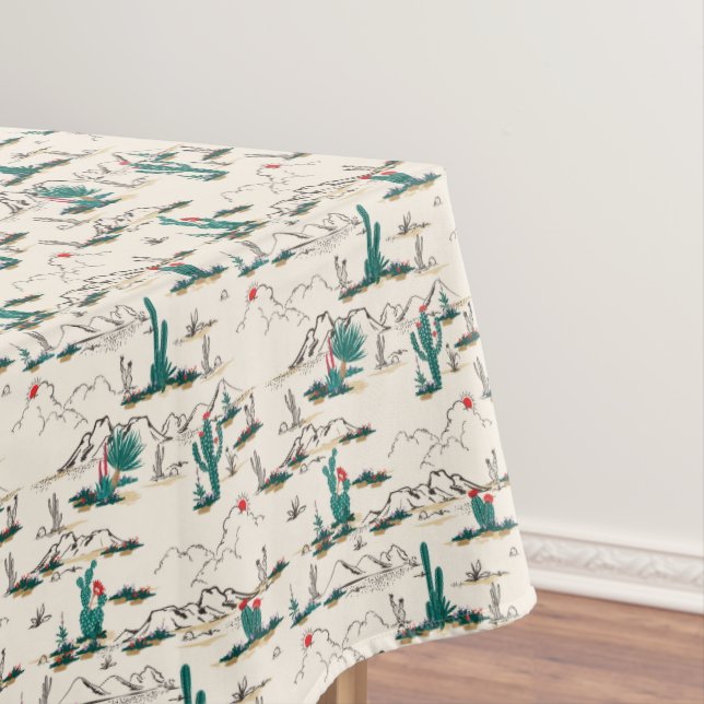 Blooming Succulents Pattern Tablecloth (In Situ)