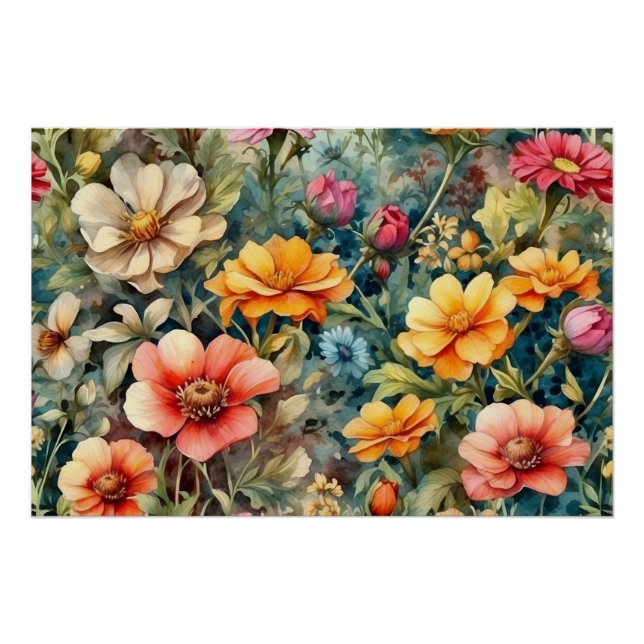 Blooming Summer Garden Flowers  Poster (Front)