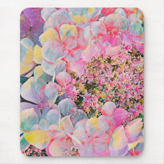 Blooming Summer Hydrangea Flower Mouse Mat (Front)