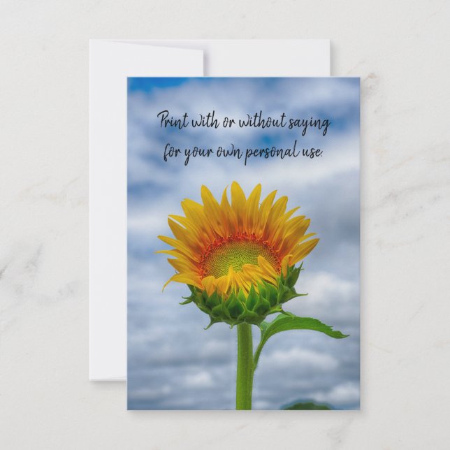 Blooming Sunflower Flat Thank You Card (Front)