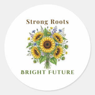 Blooming Sunflowers Botanical Floral Art Gift Classic Round Sticker