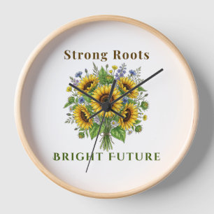 Blooming Sunflowers Botanical Floral Art Gift Clock