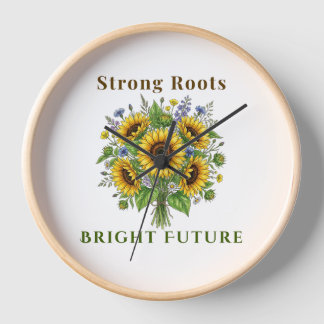 Blooming Sunflowers Botanical Floral Art Gift Clock