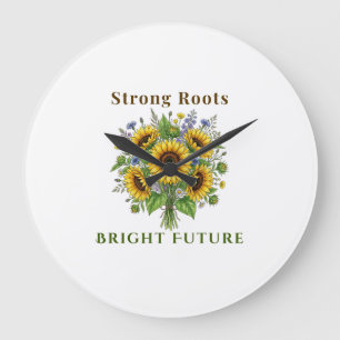 Blooming Sunflowers Botanical Floral Art Gift Large Clock