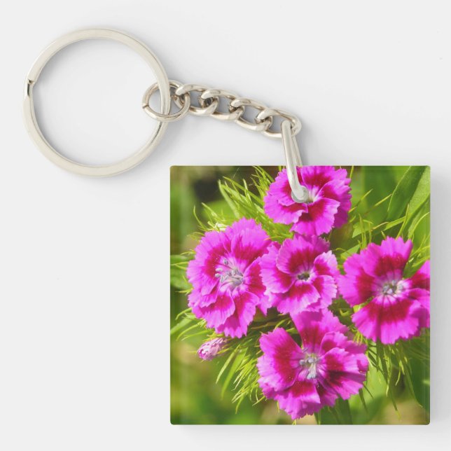 Blooming Sweet William Flowers Key Ring (Front)