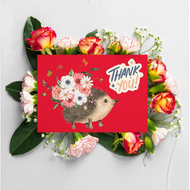 Blooming Thanks with a Charming Hedgehog Thank You Card (Creator Uploaded)