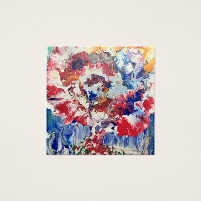 Blooming tree abstract red white blue yellow  (Front)