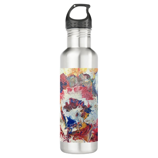 Blooming tree abstract red white blue yellow Bloom 710 Ml Water Bottle (Front)
