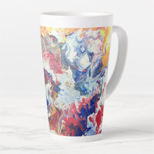 Blooming tree abstract red white blue yellow Bloom Latte Mug