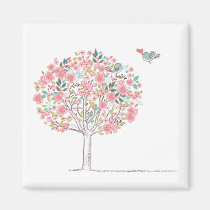 Blooming Tree and Birds in Love Magnet