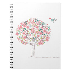 Blooming Tree and Birds in Love Notebook