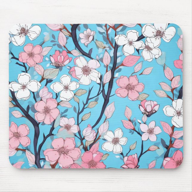 Blooming Tree Blue Sky Mouse Mat (Front)