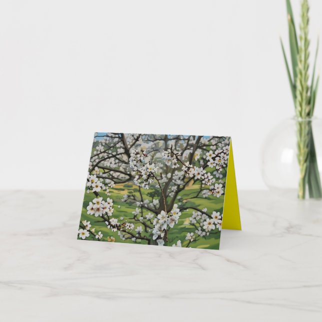 Blooming Tree Folded Greeting Card (Front)