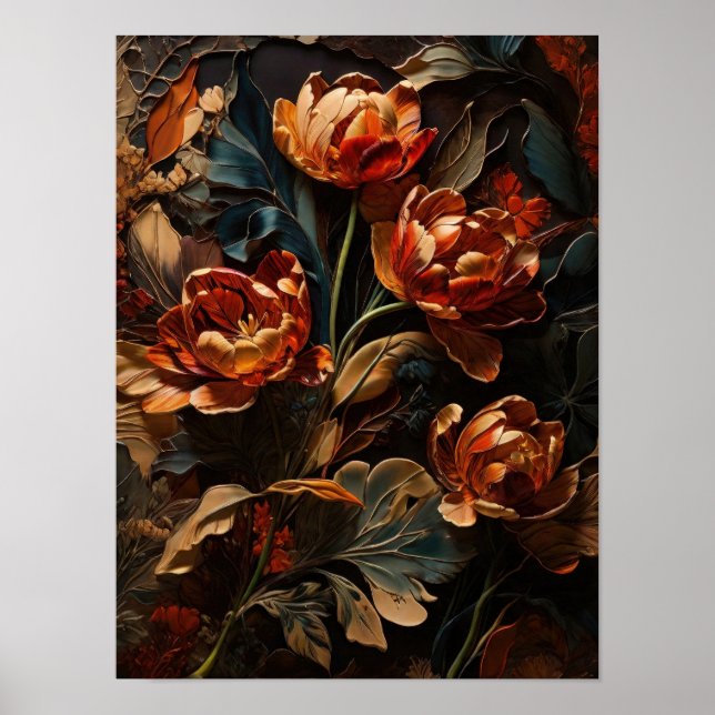Blooming tulips - flowers digital art poster (Front)