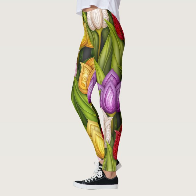 Blooming Tulips Pop Fashion Leggings 1 (Left)