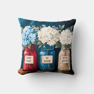 Blooming Vintage Country Hydrangea Trio Cushion