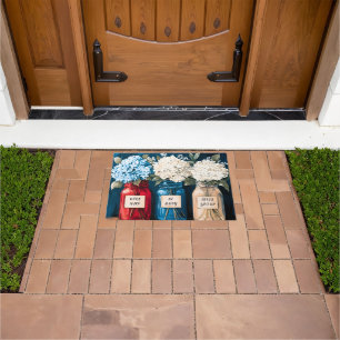 Blooming Vintage Country Hydrangea Trio  Doormat