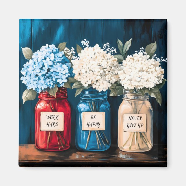 Blooming Vintage Country Hydrangea Trio  Magnet (Front)
