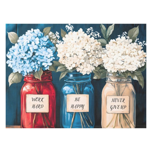 Blooming Vintage Country Hydrangea Trio  Tablecloth (Front (Horizontal))