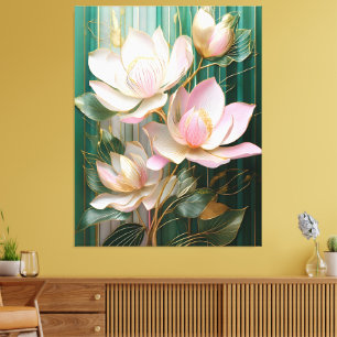 Blooming Wallpaper Japanese Magnolia Art Canvas Print