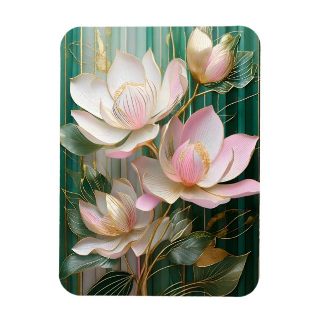 Blooming Wallpaper Japanese Magnolia Art Magnet (Vertical)