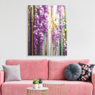Blooming Wallpaper Violet Gold Wisteria Canvas Print
