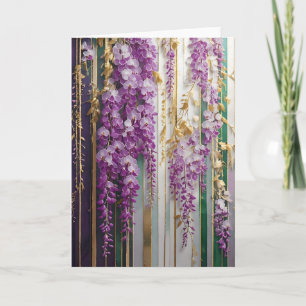 Blooming Wallpaper Violet Gold Wisteria Card