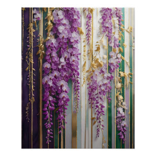 Blooming Wallpaper Violet Gold Wisteria Poster