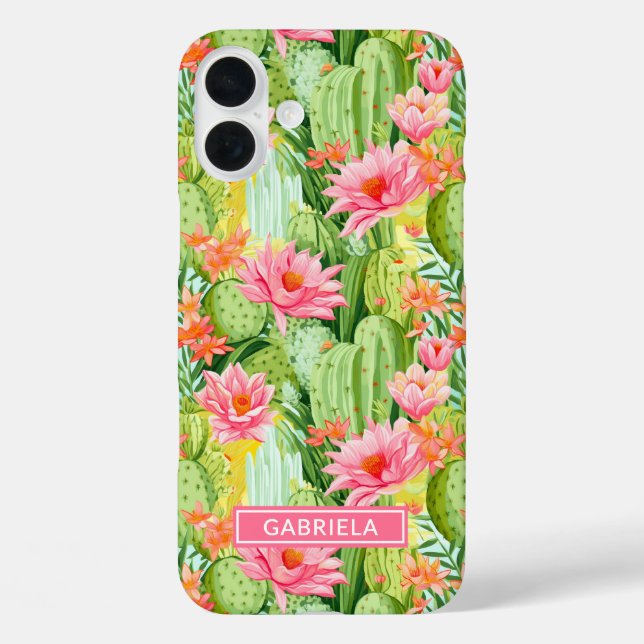 Blooming Watercolor Cacti Personalised Case-Mate iPhone Case (Back)