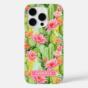 Blooming Watercolor Cacti Personalised iPhone 16 Pro Case