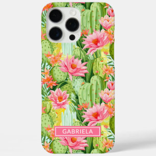 Blooming Watercolor Cacti Personalised iPhone 16 Pro Max Case