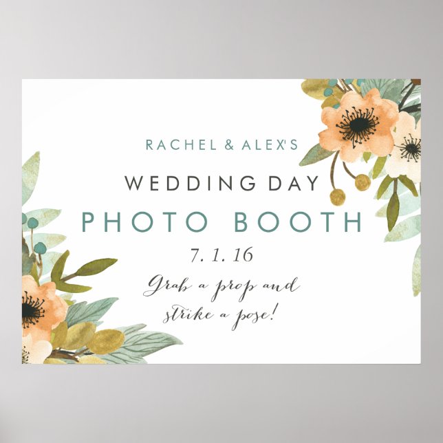 Blooming Watercolor Photo Booth Poster (Front)