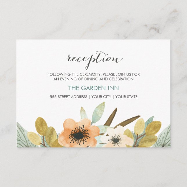 Blooming Watercolor Reception Card (Front)
