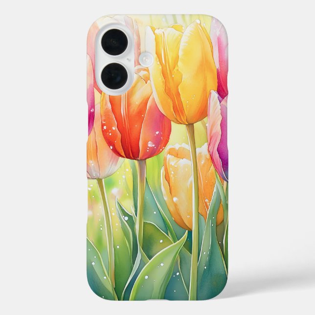 Blooming Watercolor Spring Tulip Garden Case-Mate iPhone Case (Back)