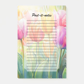 Blooming Watercolor Spring Tulip Garden Post-it Notes