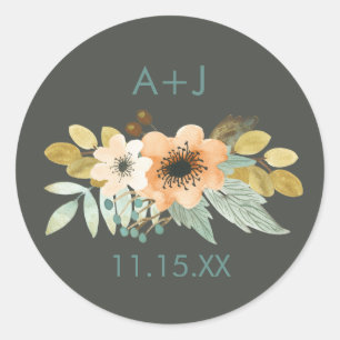 Blooming Watercolor Wedding Sticker