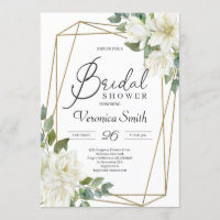 Blooming white magnolia floral gold frame bridal