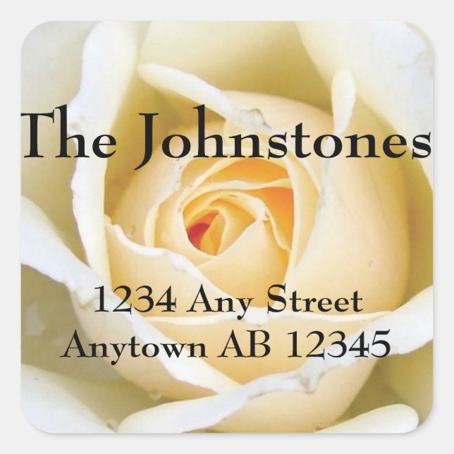 Blooming White Rose Wedding Return Address Label (Front)
